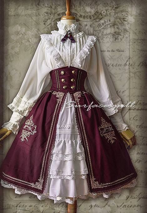 Áo Blu, Gaun Abad Pertengahan, Embroidery Skirt, Old Fashion Dresses, Fantasy Dress, Cosplay Outfits, Lolita Dress, Gothic Lolita, Lolita Fashion