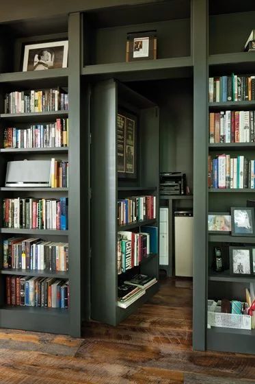 Home Library Secret Door, Bookshelves Secret Door, Hidden Door In Bookcase, Secret Study Room, Secret Door In Bookcase, Library With Secret Door, Hidden Book Room, Hidden Doors In Bookcases, Secret Door Library