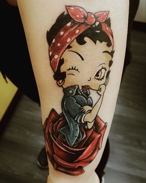 Betty boop rose tattoo Grim Natwick, Betty Boop Tattoo, Animated Female, Max Fleischer, Betty Boop Tattoos, Cowboy Tattoos, Pin Up Girl Tattoo, Country Tattoos, Bug Tattoo