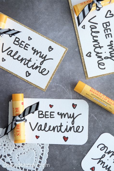 "Bee" My Valentine - free printable Valentine's. So cute with bee erasers for little kids or beeswax lip balm for big kids!