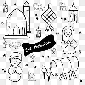 Eid Sketch, Doodle Art Hand, Eid Drawing, Doodle Art Ideas, Bar Drawing, Eid Mubarak Png, Poster Ramadhan, Eid Mubarak Stickers, Indonesian Culture