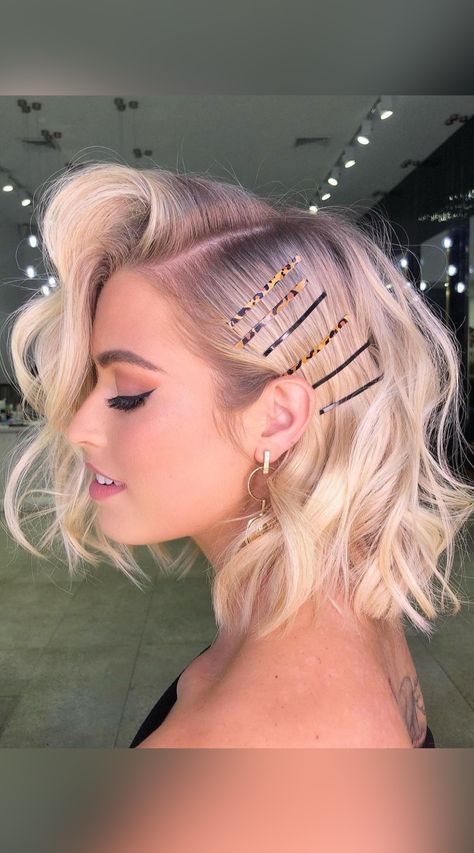 Jazz up your neck-length chop, and wear a sassy blonde bob hairstyle like this one. The waves can make your locks look more elegant while emphasizing the dimension of the color. (Photo credit Instagram @natalieannehair) Short Blonde Hair Ideas, 40 Hairstyles, Taking Appointments, Hearts Everywhere, New Year Hairstyle, Blonde Hair Ideas, Gorgeous Lady, Blonde Bob Hairstyles, How To Curl Short Hair