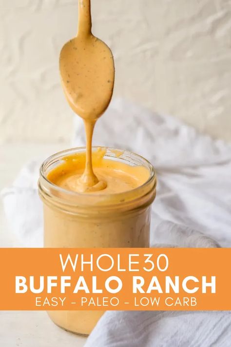 Buffalo Ranch Sauce, Whole30 Sauces, Whole 30 Sauces, Buffalo Ranch Dressing, Keto Supper, Whole30 Snacks, Baked Sweet Potato Wedges, Spicy Ranch Dressing, Whole30 Lunch