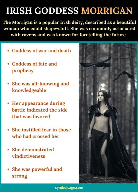 The Irish goddess Morrigan is a unique figure with complex symbolism. Here's what she represents. Morrigan Irish Goddess, Symbols Of The Morrigan, The Morrigan Witchcraft, Morrigan Symbol, Morgana Goddess, Morrigan Celtic Goddess, Morrigan Goddess Celtic Mythology, Morrigan Goddess Offerings, Goddess Morrigan