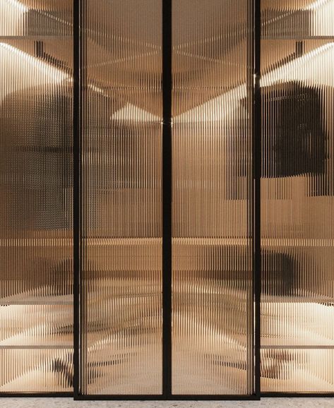 Translucent Wardrobe Design, Blurry Glass Door, Fluted Glass Wardrobe Shutters, Fluted Glass Wardrobe, Walk In Closet Luxury, New Classic Design, Sydney House, Steel Frame Doors, Glass Wardrobe