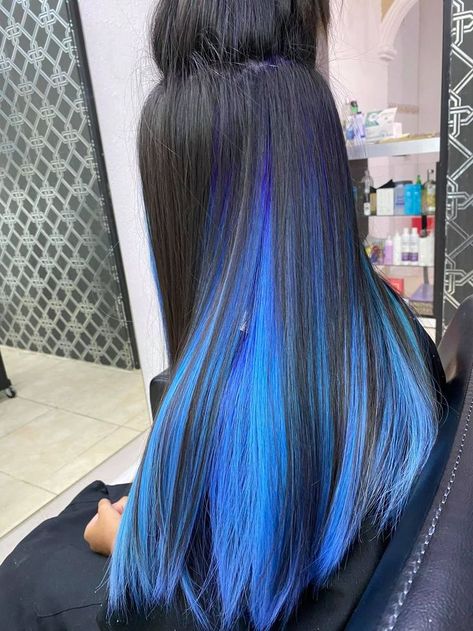 Under Hair Dye, Fox Hair Dye, Blue Hair Highlights, Black Hair Balayage, Dip Dye Hair, Rave Hair, Bold Hair Color, Hair Color Options, Creative Hair Color