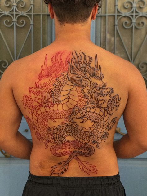 Back Tattoos For Guys Dragon, Dragon Back Tattoos Men, Dragon Back Tattoos, Line Back Tattoo, Dragon Back Tattoo, Dragon Thigh Tattoo, Dragon Tattoo Stencil, Dragon Tattoo Back, Rib Tattoos For Guys