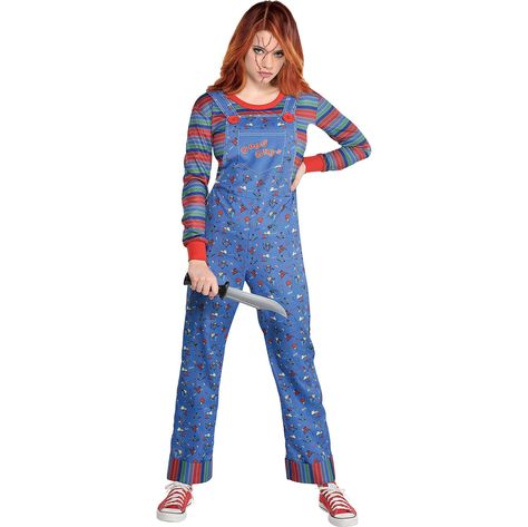 PRICES MAY VARY. Polyester loop closure Hand Wash Only You just can't keep a good guy down, and you will have fun with our Chucky Halloween costume for women, inspired by the Child’s Play horror series This costume includes a long-sleeved jumpsuit with printed details that looks like Chucky’s blue overalls and striped shirt; makeup, shoes, and prop knife not included You'll find your fit in this women’s large size 10-12 costume; The jumpsuit has a convenient hook-and-loop closure on the back Per Womens Chucky Costume, It Pennywise Costume, Chucky Costume For Kids, Halloween Costumes Adult, Chucky Halloween Costume, Halloween Universal, Bride Of Chucky Costume, Chucky Costume, Chucky Halloween