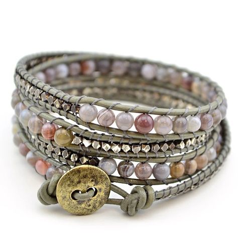 Bracelets With Beads, Wrap Armband, Multi Wrap Bracelet, Beautiful Bracelets, Beaded Wrap Bracelets, Beaded Wraps, Leather Wrap Bracelet, Diy Schmuck, Bijoux Diy