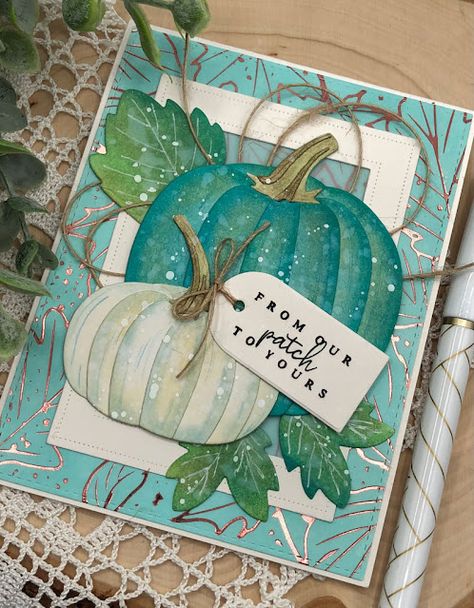 Bouquet Tag, Pumpkins And Leaves, White Gouache, Papertrey Ink Cards, Cards Halloween, Pumpkin Cards, Fall Projects, Pumpkin Cookies, Antique Linens