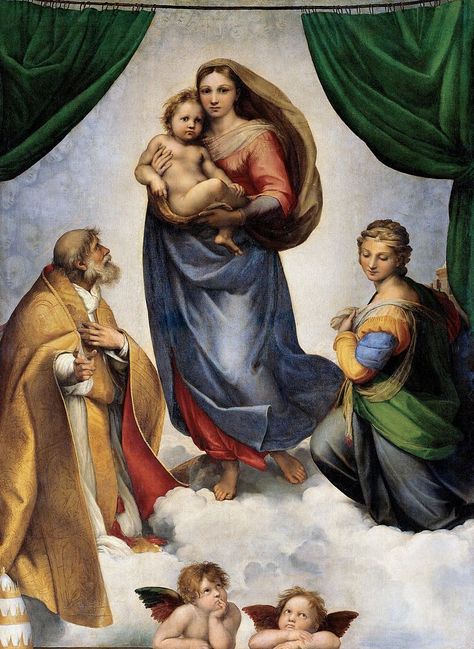 Leonardo Da Vinci Pinturas, Raphael Madonna, Sistine Madonna, Religious Paintings, Albrecht Durer, Sistine Chapel, Catholic Art, Italian Artist, Salvador Dali