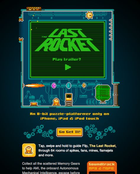 shauninman-lastrocket-8-bit Quiz Design, New Retro Wave, Art Web, Pixel Design, Pixel Games, Cover Art Design, Game Concept Art, Website Inspiration, 8 Bit