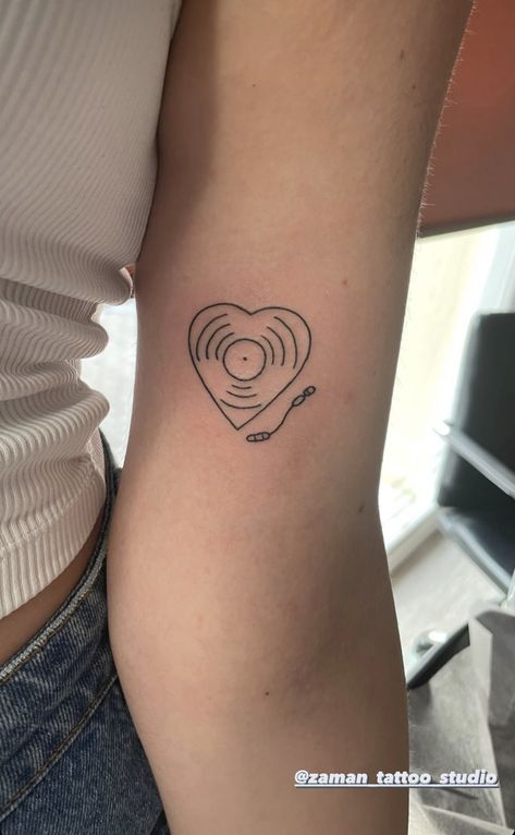 Music Inspo Tattoo, Edgy Tattoos Women, Music Artist Tattoo Ideas, Olivia Rodrigo Inspired Tattoos, Concert Tattoo Ideas, Catfish And The Bottlemen Tattoo, Matching Music Tattoos, Rave Tattoo Ideas, Cd Tattoo