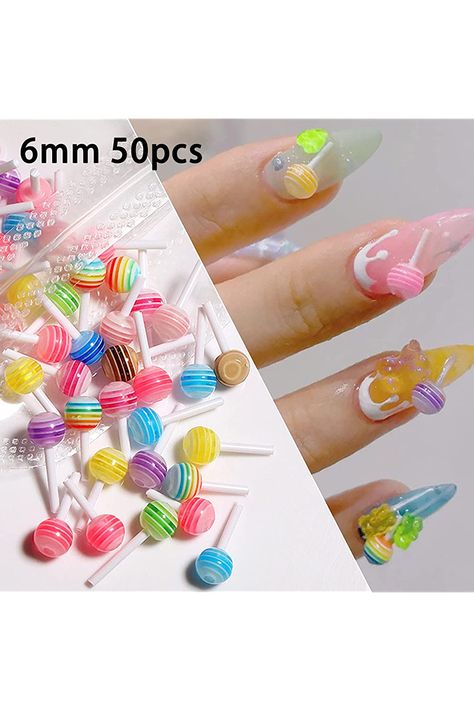 Crafting Accessories, Nail Salon Supplies, Bow Nail Art, Lollipop Candy, Nail Art Jewelry, Nail Oil, Nail Art Designs Diy, Diy Nail Art, Kawaii Nails