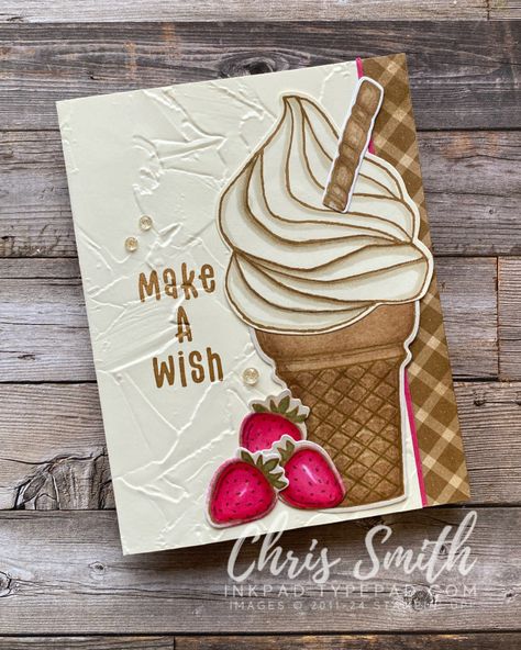 CC984 - Homemade Cards, Rubber Stamp Art, & Paper Crafts - Splitcoaststampers.com Share A Milkshake, Ice Cream Cards, Cafe Cards, Ice Cream Swirl, Cool Treats, Summer Cards, Cake Card, Color Challenge, Ice Cream Cones