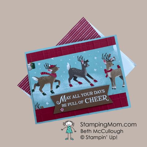 Reindeer Days Stampin Up Cards, Stampin Up Reindeer, Stampin Up Reindeer Days Dsp, Stampin Up Reindeer Days Cards, Stampin Up Reindeer Fun Christmas Cards, Su Reindeer Fun Cards, Christmas Card Tutorials, Papercrafting Ideas, Christmas Easy