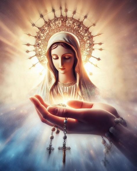 Our Lady of the Rosary,... - Traditional Catholic Femininity Our Lady Of Rosary Images, Our Lady Of The Holy Rosary, Our Lady Of The Rosary Image, The Holy Rosary Images, Holy Rosary Images, Mother Mary With Rosary, Mama Mary Blessed Mother, Images Of Mother Mary, Mother Mary Rosary