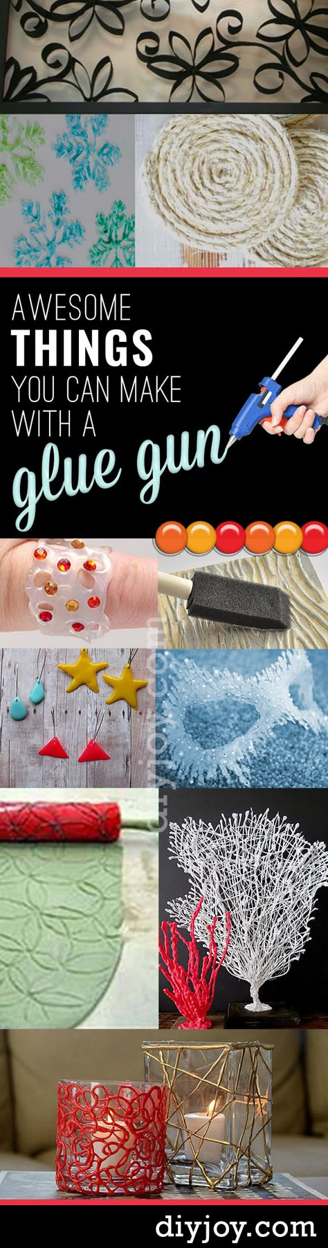 Fun Crafts To Do With A Hot Glue Gun | Best Hot Glue Gun Crafts, DIY Projects and Arts and Crafts Ideas Using Glue Gun Sticks |  http://diyjoy.com/hot-glue-gun-crafts-ideas                                                                                                                                                     More Arts And Crafts Ideas, Diy Glue, Glue Art, Crafts Diy Projects, Fun Crafts To Do, Glue Crafts, Cool Diy Projects, Hot Glue Gun, Glue Gun