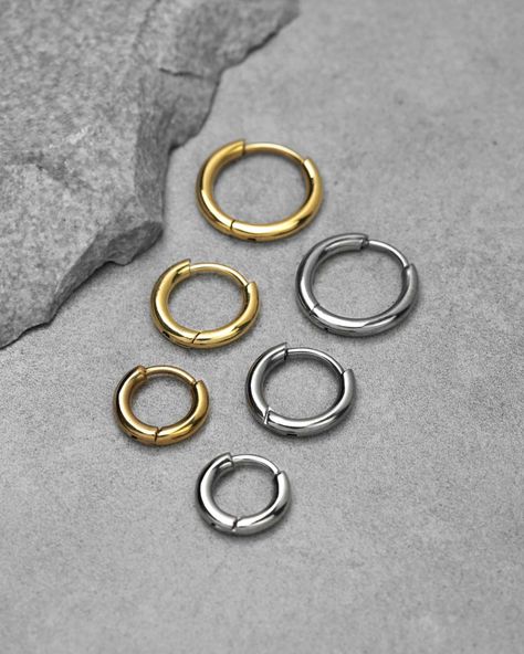 CLASSIC ROUND HUGGIE EARRINGS | Earrings | Dangle Earrings – Ask and Embla Lobe Piercings, Huggie Earrings Gold, Jewelry Photography Styling, Ear Stack, Studs Earrings, Jewelry Photography, Huggie Earrings, Online Jewelry Store, Earrings Dangle