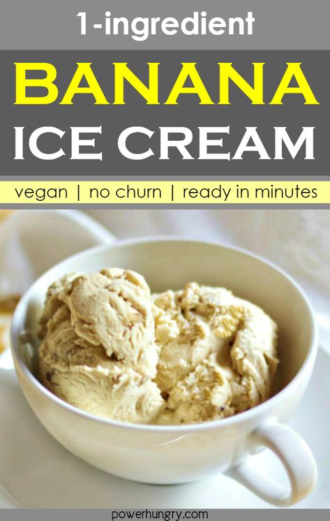 1-ingredient banana ice cream made with nothing more than frozen bananas! No ice cream maker needed and it is ready in minutes. #1ingredient #icecream #banana #bananaicecream #paleo #vegan #nochurn #easy #healthy #oilfree #grainfree #glutenfree #dairyfree #nutfree #eggfree #veganicecream #cleaneating #cleaneats #healthyicecream #blender #fitnessfood #kidfriendly Vegan Banana Ice Cream Recipe, Frozen Banana Recipes, Banana Ice Cream Healthy, Banana Ice Cream Vegan, Ice Cream Vegan, Banana Ice Cream Recipe, Ice Cream Recipes Machine, Avocado Ice Cream, Gluten Free Ice Cream