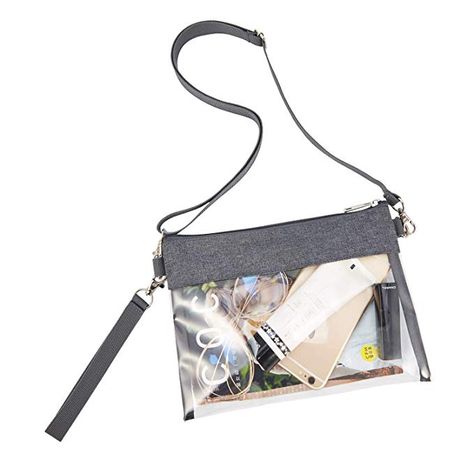 Amazon.com: Greenpine Clear Crossbody Purse Bag, Gym Zippered Tote Bag Clear Gameday Bag with Adjustable Shoulder Strap and Wrist Strap for Work Sports Games (Grey): Clothing Tote Bag For Work, Grey Clothing, Clear Tote Bags, Zippered Tote, Clear Bags, Shoulder Tote Bag, Purse Bag, Makeup Hair, Shoulder Purse