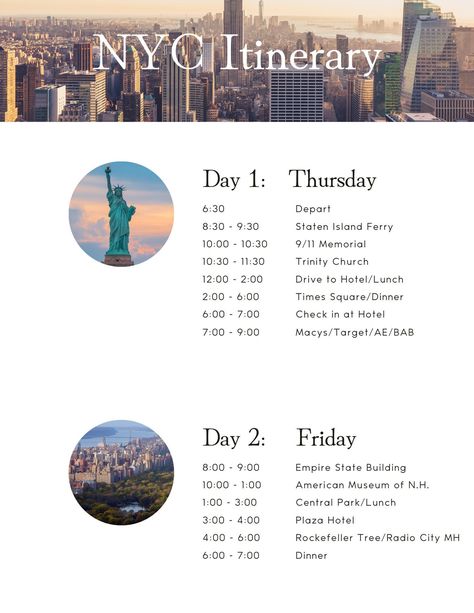 Plan your upcoming NYC trip with this Canva Template! No need to have Canva Pro, everything in this template is included in the free Canva membership. This Itinerary gives you the option to put all the information you and your group will need while traveling to New York City! Once your purchase is complete, you will receive a pdf with a link to the template. New York Outfits Summer Tourist, New York Tourist Attractions, Nyc Trip Planning, Traveling To New York City, New York City Itinerary, Traveling To New York, Nyc Itinerary, York Outfits, Grad Trip