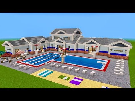 Minecraft Pool, Public Swimming Pool, Pool Shapes, Minecraft Tutorial, City Life, Water Park, How To Build, Swimming Pool, Minecraft