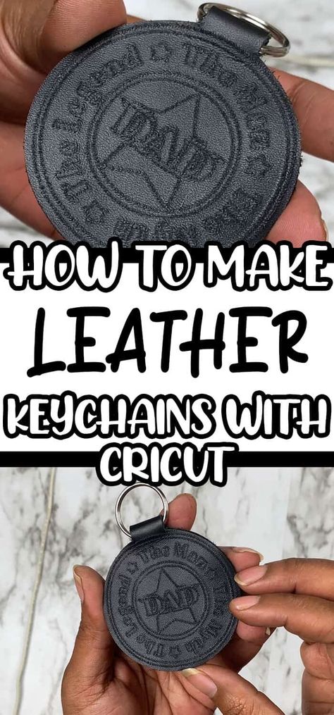 Cricut Leather Keychain, How To Emboss Leather, Leather Keyring Diy, Cricut Engraving Tool, Cricut Engraving, Leather Keychain Diy, Cricut Leather, Leather Bag Tag, Handmade Leather Work