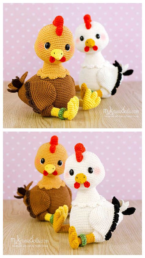 Crochet Chicken Amigurumi Free Pattern Small Crochet Chicken Pattern Free, Rooster Amigurumi Free Pattern, Chicken Crochet Pattern Free, Crochet Chicken Pattern Free, Chicken Crochet, Rooster Amigurumi, Crochet Chicken Plushie Pattern Free, Crocheted Chickens Amigurumi, Mable Crochet Chicken Pattern Free