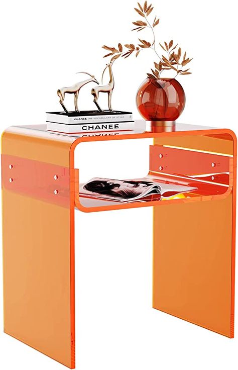 Amazon.com: solaround Clear Acrylic End Table 2-Tier Bedside nightstand for Living Room Bedroom Home Decor (Orange) : Home & Kitchen Acrylic Nightstand, Acrylic End Table, Lucite Furniture, Acrylic Side Table, Acrylic Furniture, Bedside Night Stands, Acrylic Table, Bedroom Night Stands, Simple Colors