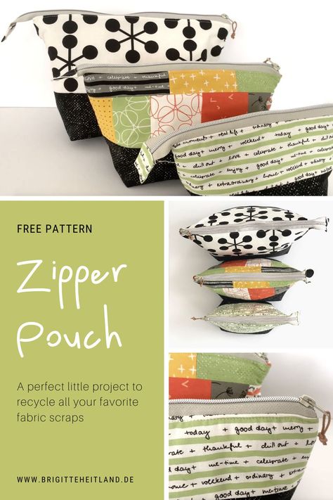 Zippered Pouch Pattern Free, Quilted Zipper Bags, Noodlehead Patterns Free, Diy Zipper Pouch Free Pattern, Fabric Pouches Diy Free Pattern, Zipper Pouch Tutorial Free Pattern, Diy Fabric Pouches, Sewn Gifts, Diy Pouch No Zipper