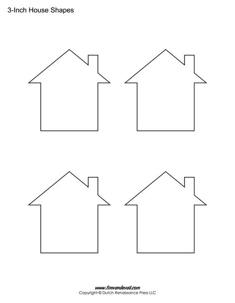 House Templates | Free Blank House Shape PDFs Paper House Template, House Outline, Printable House, Making Stamps, House Silhouette, House Template, Free House Plans, Drawing Stencils, Shape Templates