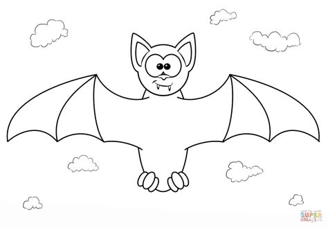 Bat Coloring Page, Cartoon Vampire, Bat Coloring Pages, Cartoon Bat, Kindergarten Coloring Pages, Cartoon Drawings Disney, Cartoon Drawing Tutorial, Coloring Pages Inspirational, Painting Templates