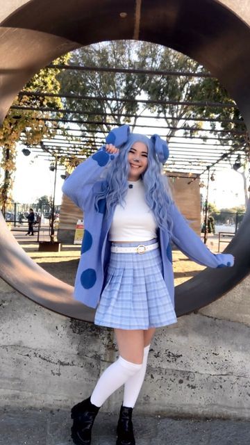 Blue Hair Characters Cartoon, Blue From Blues Clues Costume, Magenta Blues Clues Costume, Blue Clues Halloween Costume, Blue And Magenta Costume, Steve And Blue Costume, Halloween Costumes For Blue Hair, Blues Clues Cosplay, Diy Blues Clues Costume