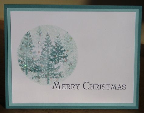 Stippled background Classic Christmas Card, Misty Trees, Classic Christmas Cards, Festival Of Trees, Christmas Classics, Stamped Christmas Cards, Winter Wishes, Stampin Up Christmas Cards, Christmas Card Crafts