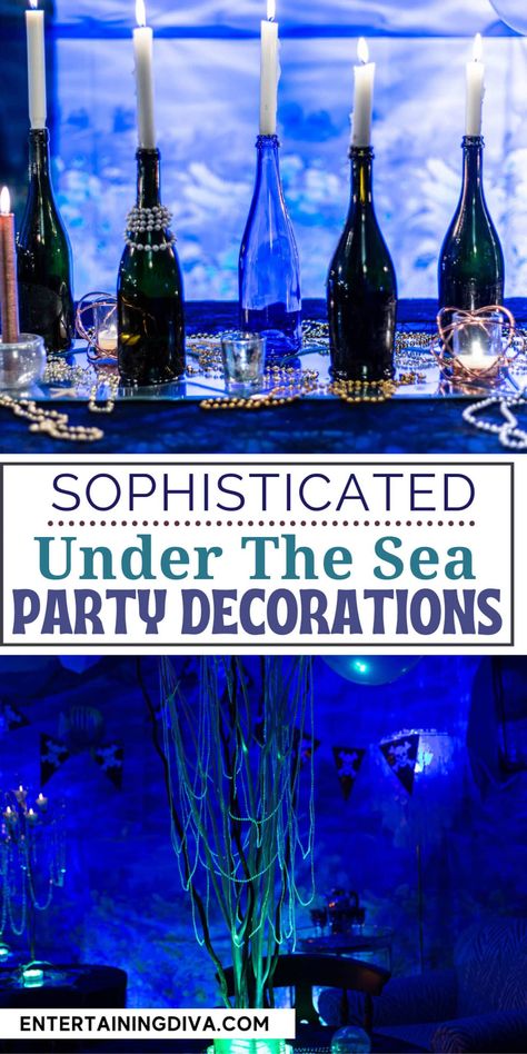 Elegant Under The Sea Party Ideas | Holidays and events Ocean Decor Party, Ocean Themed Halloween Decorations, Halloween Under The Sea, Under The Sea Halloween Decorations, Underwater Halloween Decorations, Under The Sea Halloween, Spooky Under The Sea Decorations, Scary Underwater Decorations, Ocean Theme Party Decorations