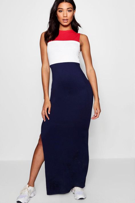 color block maxi sport Color Block Maxi Dress, Sport Inspiration, Color Block Dress, Minimal Color, Block Dress, Sport Chic, Colour Block, Sport Fashion, Slow Fashion