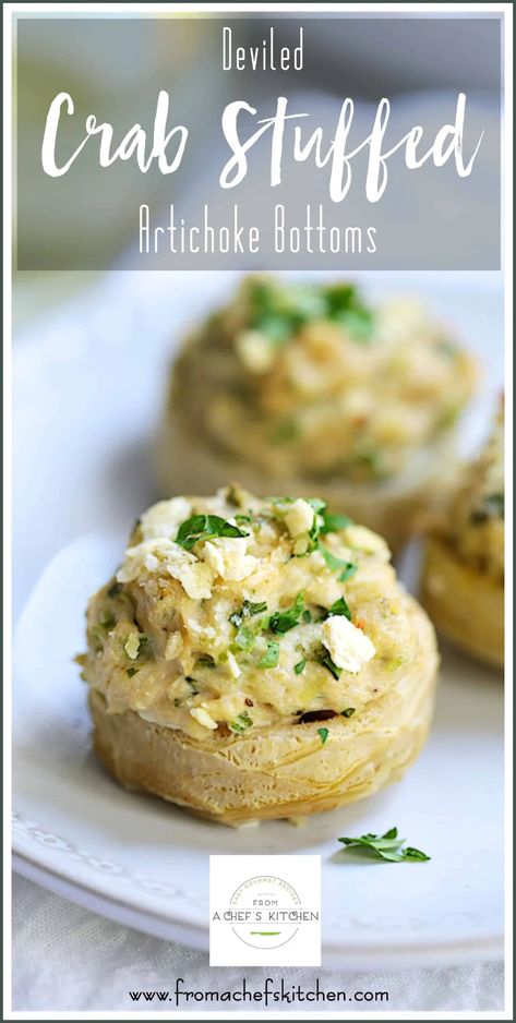 Stuffed Artichoke Bottoms, Artichoke Bottoms, Deviled Crab, Easy Fish Dinners, Crab Appetizer, Southern Tomato Pie, Crab Stuffed, Elegant Appetizers, Artichoke Recipes