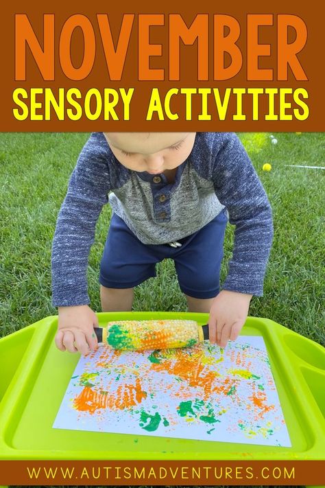 November Crafts Preschool, Fall Sensory Bin, November Classroom, Fall Sensory, Toddler Sensory Bins, Preschool Fall, Halloween Sensory, November Activities, November Crafts