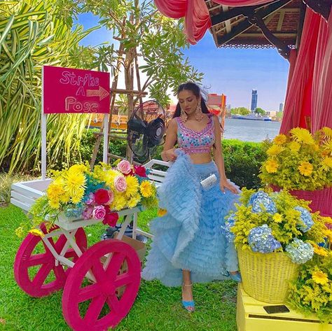 @payalia always giving us all sorts of goals — at her best friends wedding in our ice blue ruffle tulle skirt and glass beaded choli -… Lehnga Outfit, Powder Blue Lehenga, Ghagra Design, Ruffle Tulle Skirt, Papa Don't Preach, Best Friends Wedding, Haldi Dress, Indian Bridesmaid Dresses, Haldi Outfits