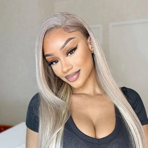 Dorsanee Hair Colorful Wigs_Dorsanee hair Lace Front Wigs Blonde, Highlight Blonde, Hair Color Blonde Highlights, Wigs Blonde, Grey Blonde Hair, Glueless Lace Front Wigs, Olive Oil Hair, Color Rubio, Human Hair Wigs Blonde