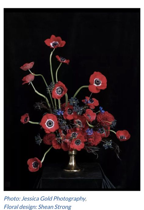 Red Flower Arrangements, Anemone Wedding, Floral Designs Arrangements, Anemone Bouquet, Wedding Flower Trends, Floral Art Arrangements, Red Anemone, Red Wedding Flowers, Red Bouquet