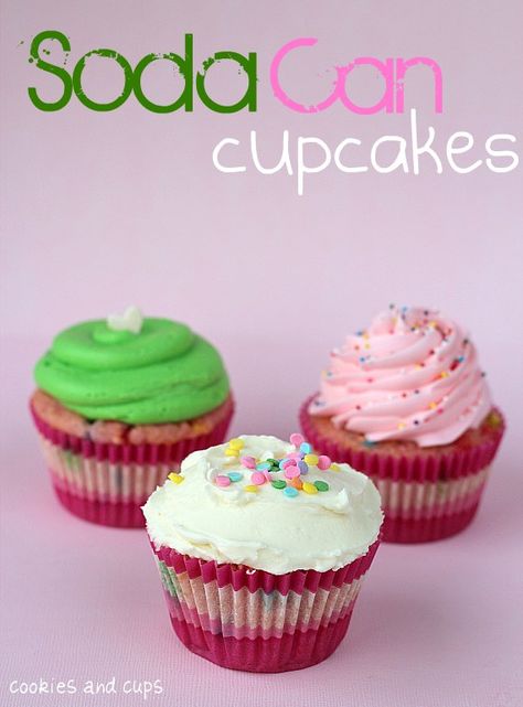 I want to try this using Orange Fanta and a Vanilla Cake and then make an orange buttercream frosting. Soda Cupcakes, Frost Cupcakes, Cake Mix And Soda, Soda Cake, Easy Cupcake Recipes, Gourmet Cupcakes, Easy Cupcakes, Köstliche Desserts, Yummy Cupcakes