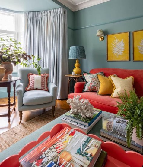 Sean Symington, Velvet Couch Living Room, Colourful Decor, Fresh Living Room, Colourful Living Room Decor, Basement Inspiration, Comfortable Space, Living Room Decor Fireplace, Warm Palette