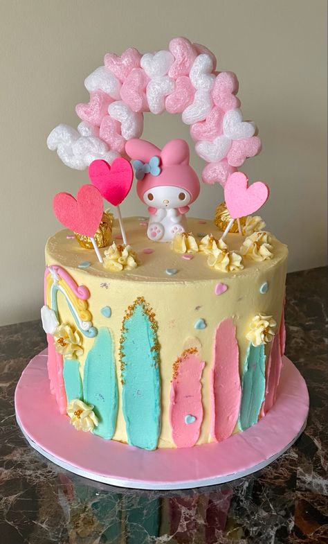 My Melody Birthday Cake Ideas, Kuromi And My Melody Birthday Cake, Kawaii Party Ideas Birthday, My Melody Cake Ideas, Pastel Hello Kitty Aesthetic, My Melody Theme Birthday Party Ideas, My Melody Party Ideas, My Melody Birthday Theme, My Melody Birthday Cake