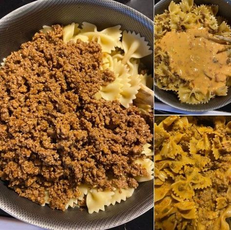 Grandma's Feast | Cheesy taco pasta | Facebook Taco Pasta Recipe, Mini Crockpot Recipes, Cheesy Taco Pasta, Taco Pasta Recipes, Taco Seasoning Packet, Taco Pasta, Pasta Ingredients, Bowtie Pasta, Simple Recipes