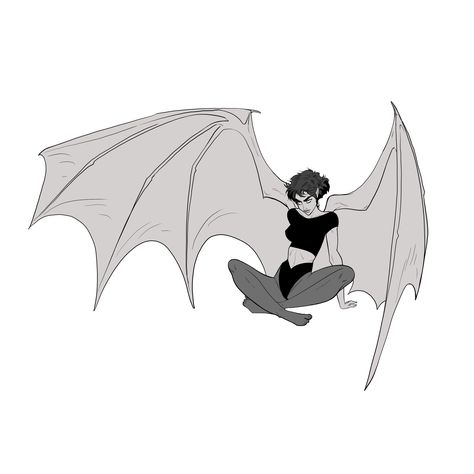 Bat Winged People, Character With Bat Wings, Bat Winged Human Character Design, Person With Dragon Wings Drawing Reference, How To Draw Dragon Wings On A Person, Gargoyle Wings Drawing, Human With Bat Wings, Character With Wings Reference, Vampire Wings Drawing