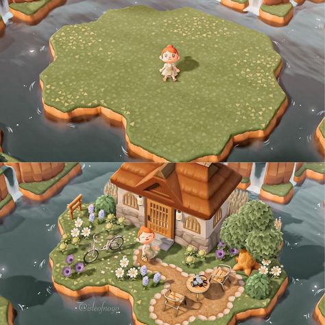 Flat Island Animal Crossing, Acnh Flat Island, Acnh Rock Garden, Spring Acnh, Garden River, Stone Garden Paths, Animal Crossing Memes, Acnh Ideas, Stone Garden