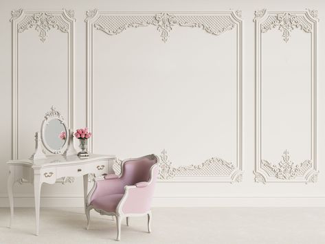 Molding Wallpaper, Wallpaper Interior, White Wall Decor, Classic Wall, Wall Molding, Cool Ideas, Mural Wall Art, Wallpaper Living Room, Wallpaper Bedroom