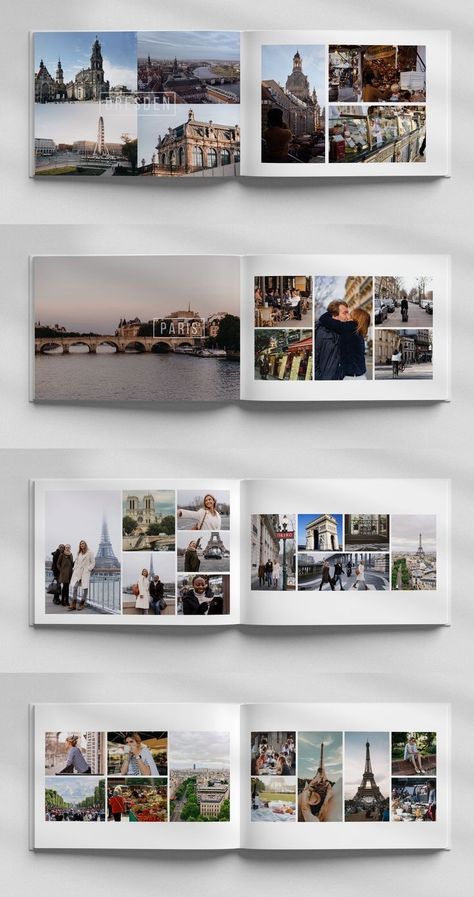 Album Photo Voyage, Wedding Photo Album Layout, Travel Book Design, Wedding Album Layout, Photo Book Inspiration, Photo Voyage, Photobook Layout, Travel Photo Album, Photobook Design